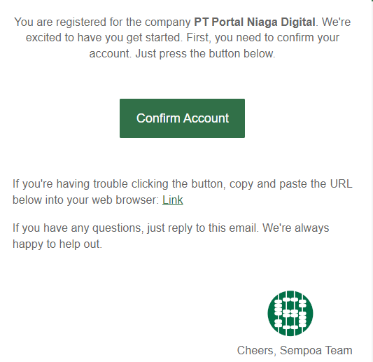 Email aktivasi pengguna